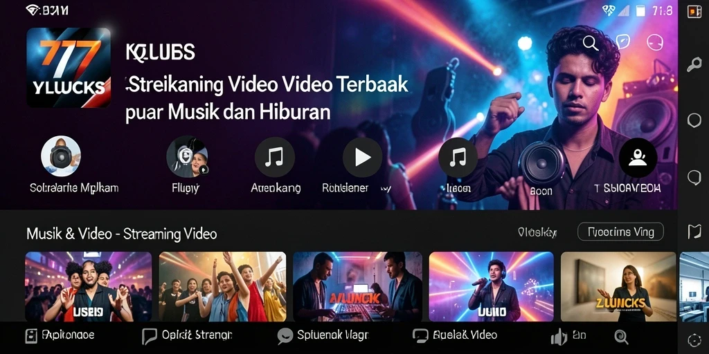 Tampilan antarmuka aplikasi 77LUCKS yang menarik untuk Streaming Video.