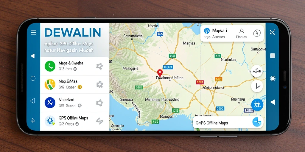 Antarmuka pengguna DEWALIN untuk navigasi GPS Offline Maps yang praktis.