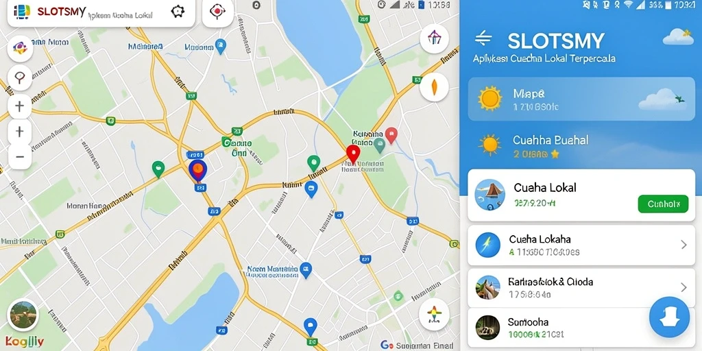 Antarmuka aplikasi SLOTSMY menampilkan informasi cuaca lokal dengan jelas dan user-friendly.