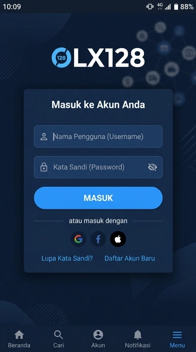 Tampilan halaman login olx128